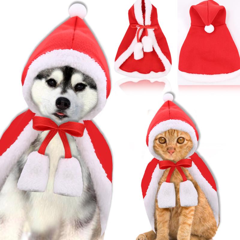 Buy Christmas Cat Puppy Santa Hat Cloak Pet Cosplay Costume Clothing at