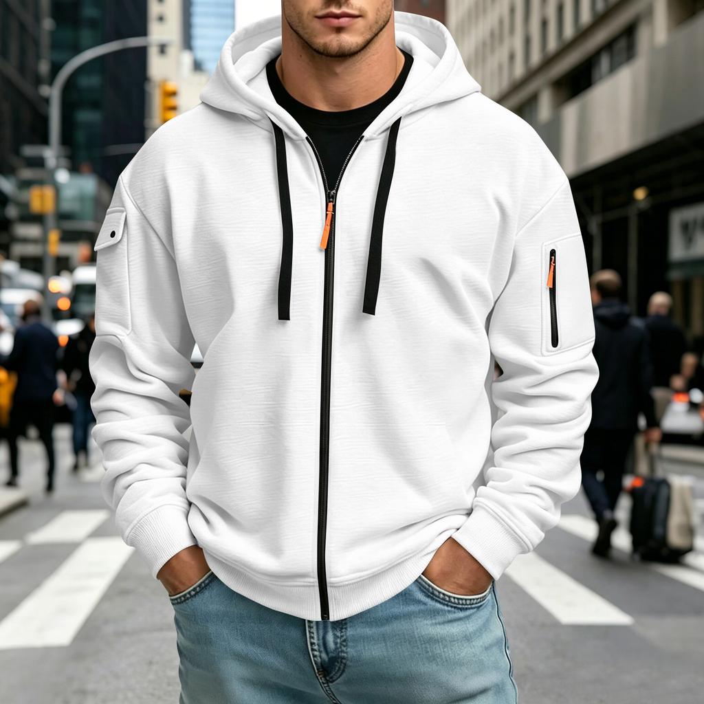 Men's Color Hoodie Long Sleeve Casual Pullover Sweatshirt for Everyday Wear