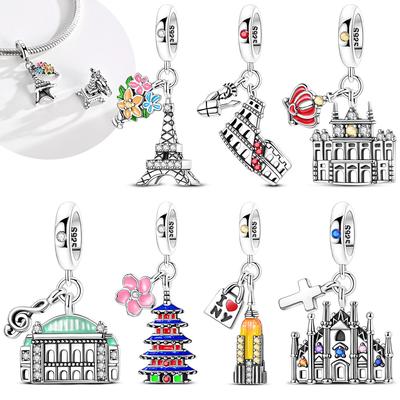 Tour Eiffel Paris Palais Cathédrale de Milan Opéra Perles Cuivre Originales Convient Bracelet Femme Bijoux Cadeau Fin Femme Bricolage