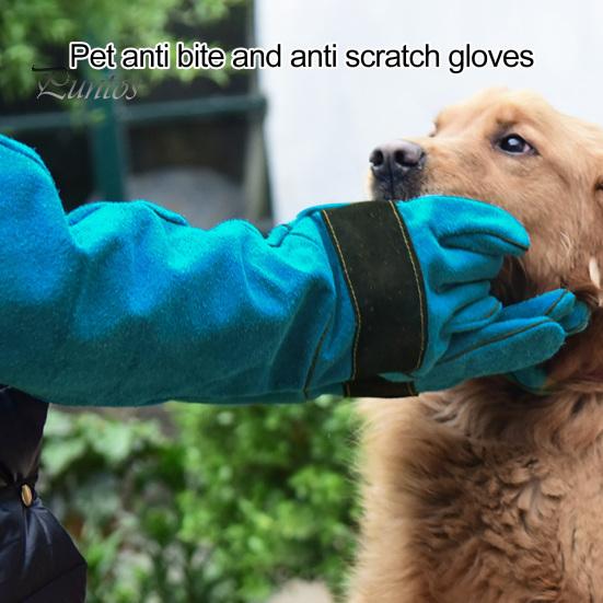Pair Animal Handling Gloves Bite-Proof Long Arm Protection