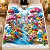 Flannel BlanketSmurfs cute Warm Soft Throw Blanket for Indoor Sofa Bed Living Room Use
