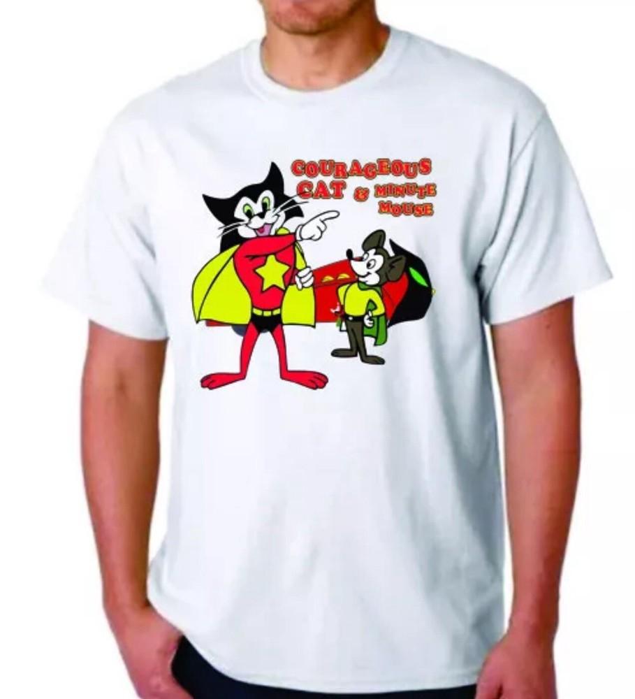 COURAGEOUS CAT and MINUTE MOUSE T-SHIRT CARTOON TEE CEREAL FANS UPA ANIMATION