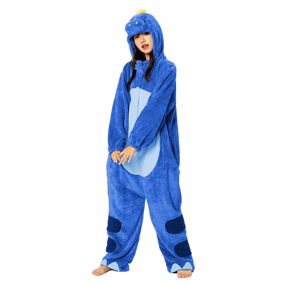 OLAOLA Dinosaur Kigurumi Pajamas for Animal Fluffy Winter Cute Loungewear for Warm and Warm for Cold Weather Flannel Material L Adults, Cosplay,
