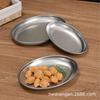 Retro stainless steel oval plate, denier plate, deepened egg plate, old industrial style barbecue  snack plate, vegetable