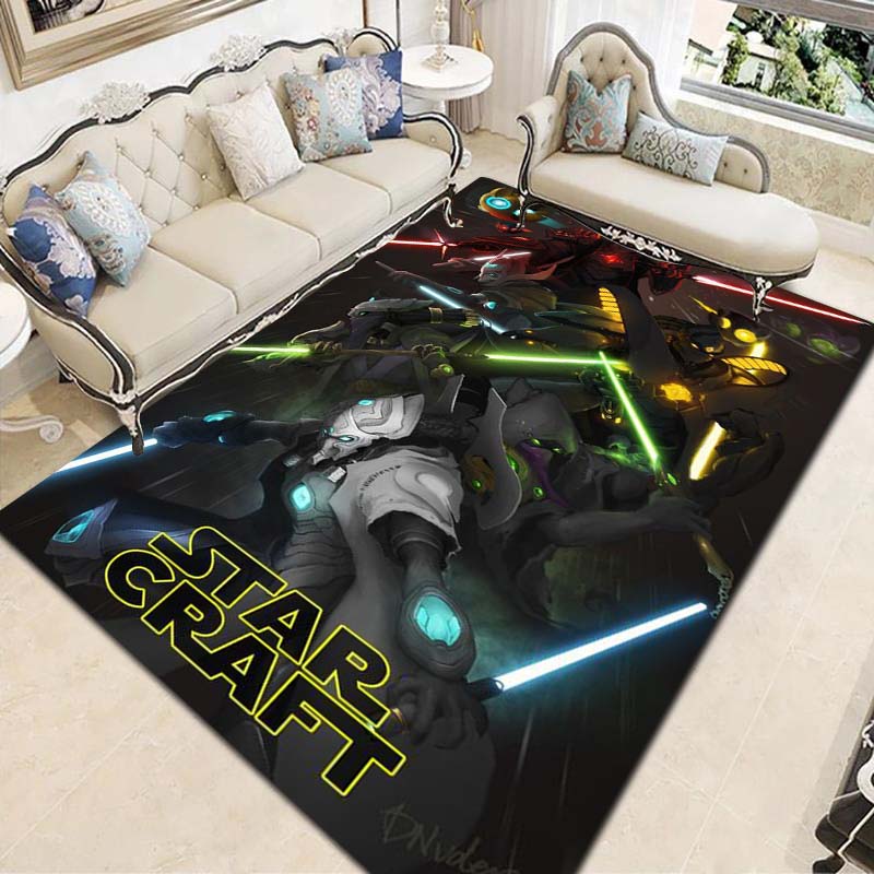 StarCraft Game Character Print Flannel Area Rug Non-Slip Floor Mat For Game Room Bedroom Living Room Indoor Home Decor Gift