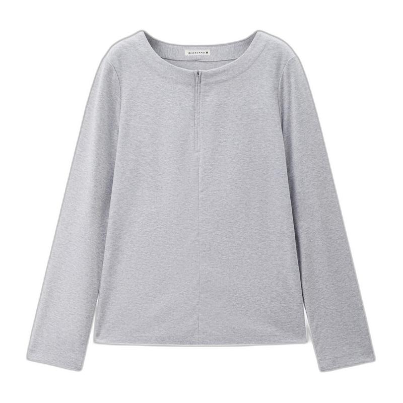 Giordano Women s Half-Zip Long Sleeve T-Shirt L