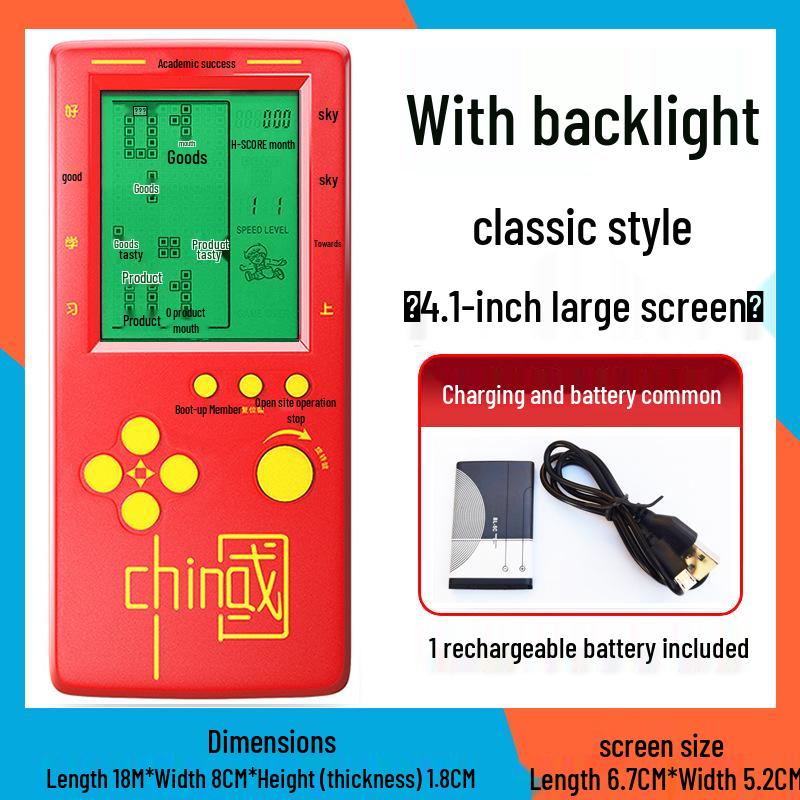 4,1-Zoll Retro Tetris Spielkonsole: Handheld Lernspielzeug für Kinder im Vintage-Stil