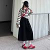 Spring and Autumn Latest Retro High Waist Skinny Relaxed Versatile Medium and Long A-shaped Skirt