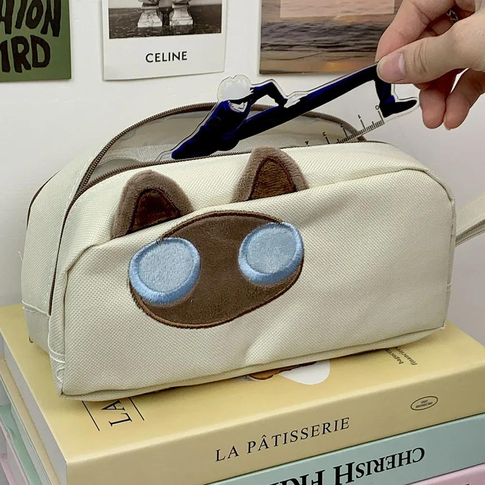 New Durable High Quality Capybara/Black Cat/Siamese Cat Pen Bag Large Capacity Portable Stationery Bag Pencil Box Student Gift