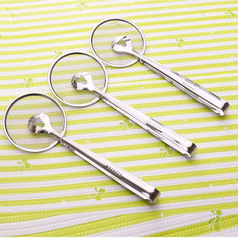 Stainless Steel Frying Oil Filter Clip, Multifunctional Oil Drain Spoon, Cooking Vegetable Snacks Frying Tool