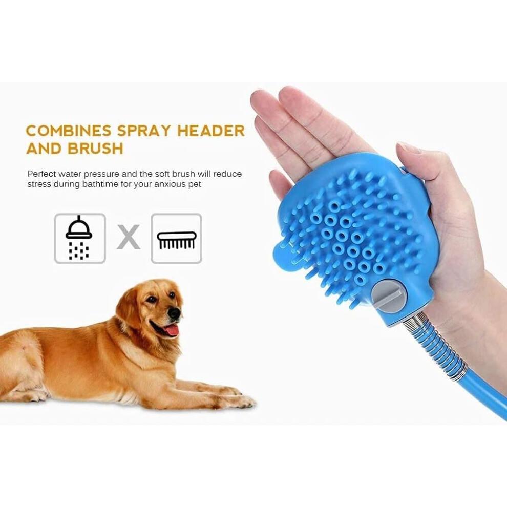 Dog Shower Sprayer with 2.5m Hose, Universal Joint, Pet Brush Tool for Bathing, Grooming, and Massage