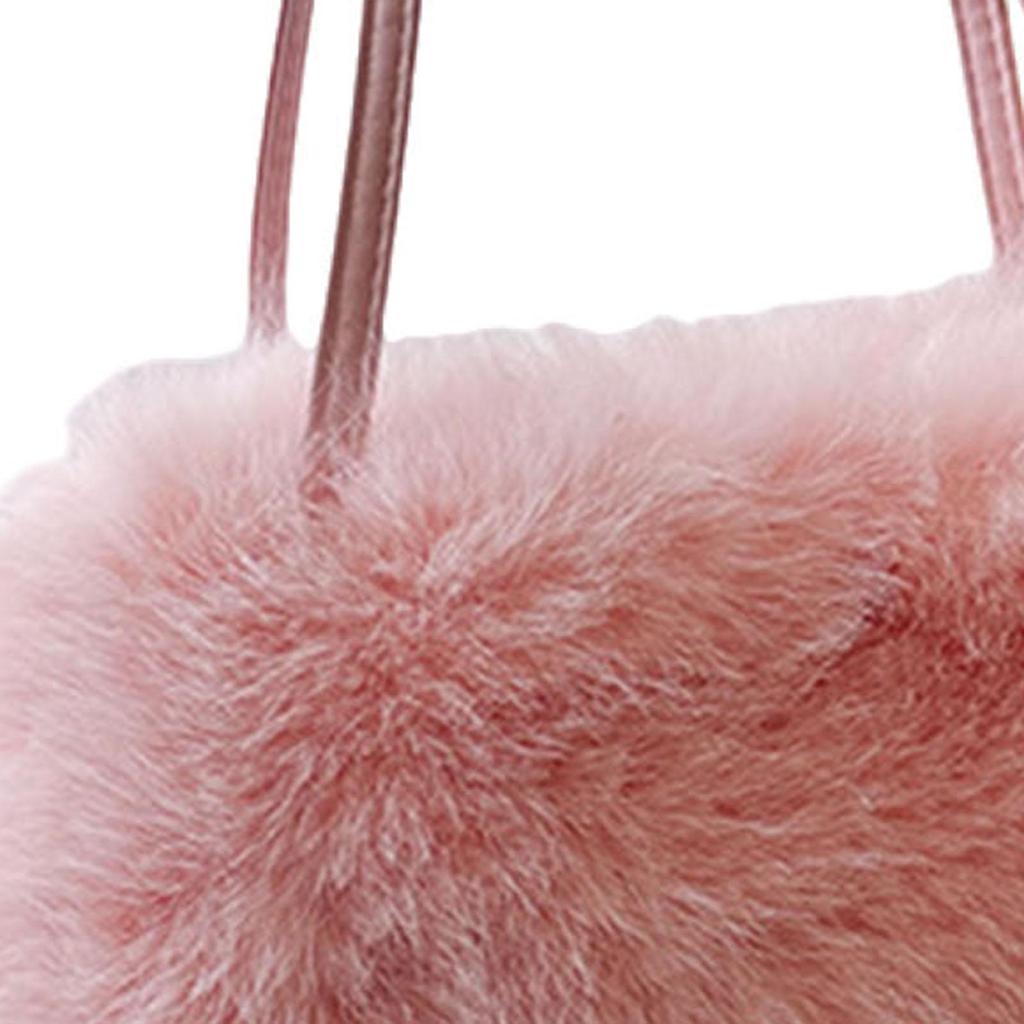Furry Tote Bag Satchel Lightweight Cute Soft Top Handle Handbag with Adjustable Strap Crossbody Bag for Shopping Commuting Work