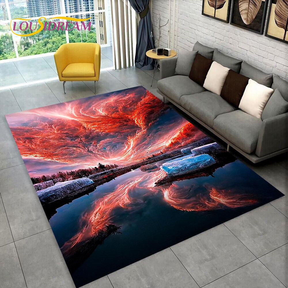 3D Natural ,Tornado, Cloud Twister Area Rug Large,Carpet Rug for Living Room Bedroom Sofa Doormat Decoration, Non-slip Floor Mat