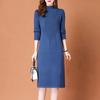 Womens Knit Midi Dress Winter Half Turtleneck A-Line Sweater Slim Fit Layering Under Coat
