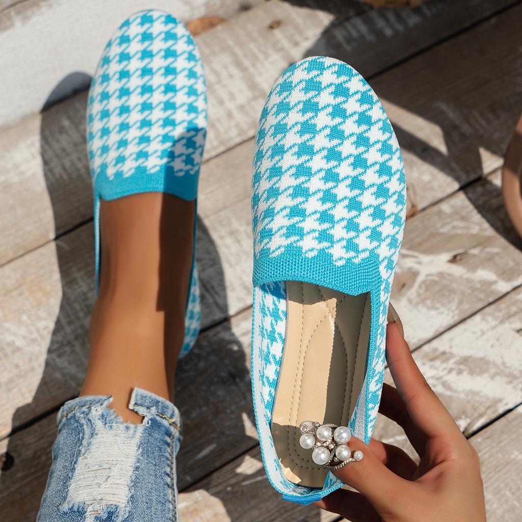 Damen Flache Sneaker 2024 Neue Frühling Gestrickte Slipper Mokassins Loafer Atmungsaktives Mesh Lolita Schuhe Damen Sneaker Zapatos De Mujer