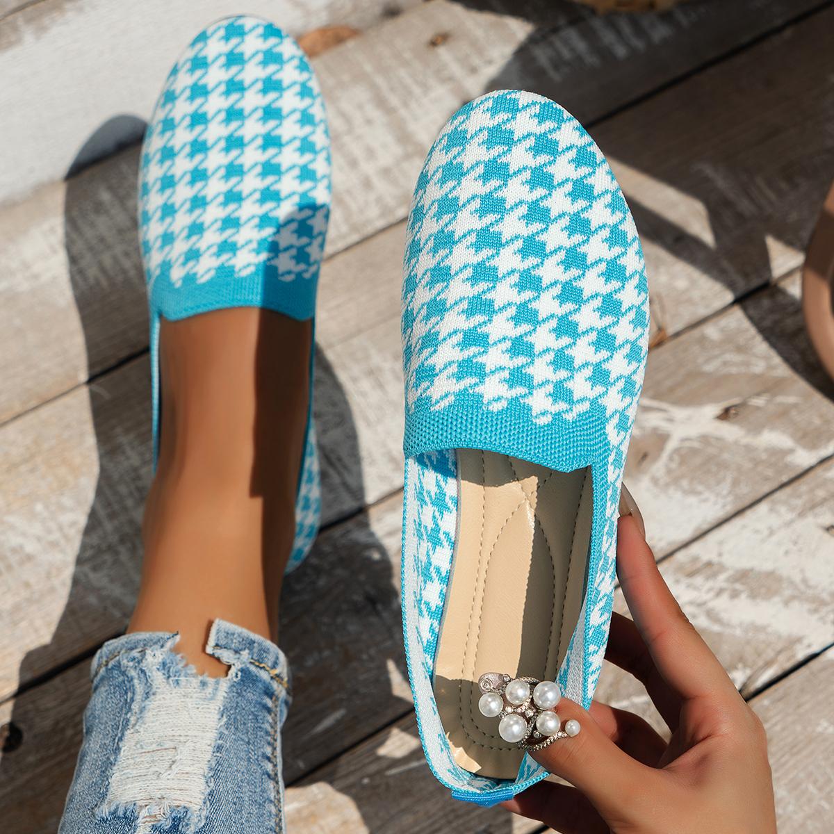 

Женские плоские кроссовки 2024 Новые весенние вязаные слипоны Мокасины Лоферы Дышащая сетка Обувь Лолиты Женские кроссовки Zapatos De Mujer 43 небесно-голубой