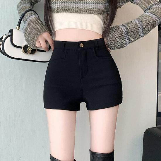 

Женские черные летние шорты с высокой талией, стройнящие, модные XL чёрный