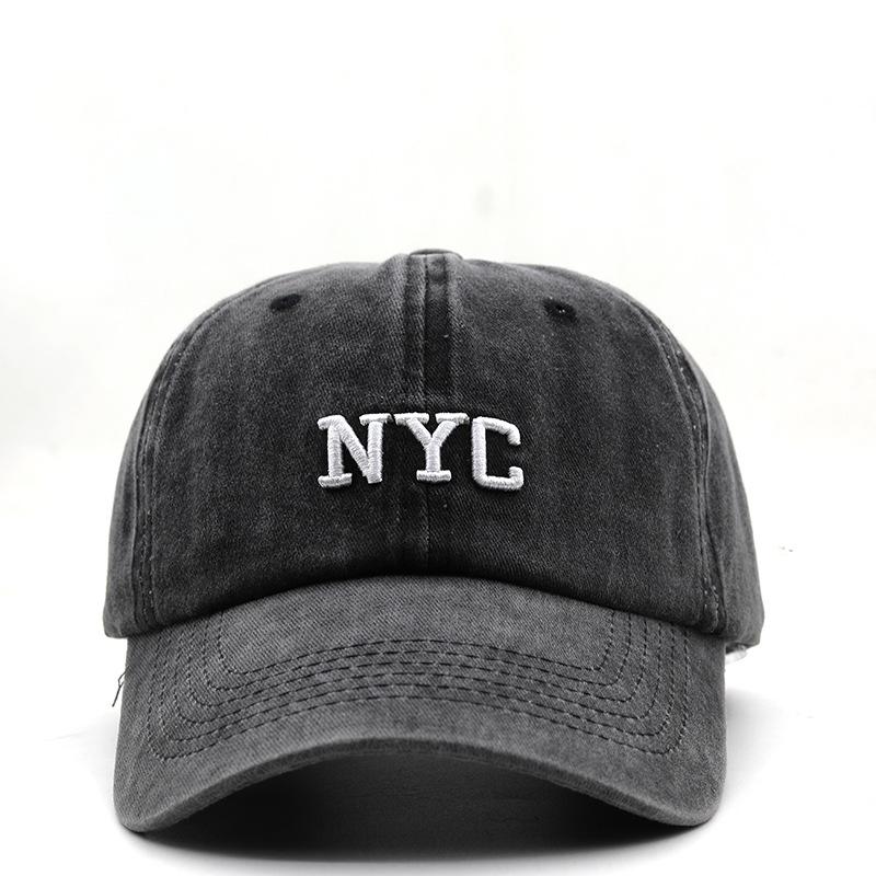 Summer New Embroidered NYC Personalized Baseball Cap Men and Women Tide with Washed Denim Retro Fashion Cap