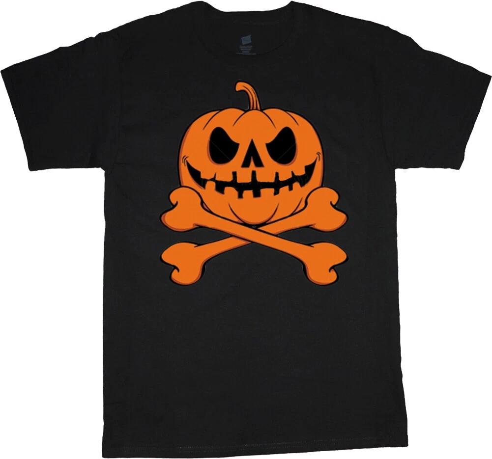 Big and Tall Halloween T-shirt For Men Jack-O-Lantern Skull Crossbones Tee L