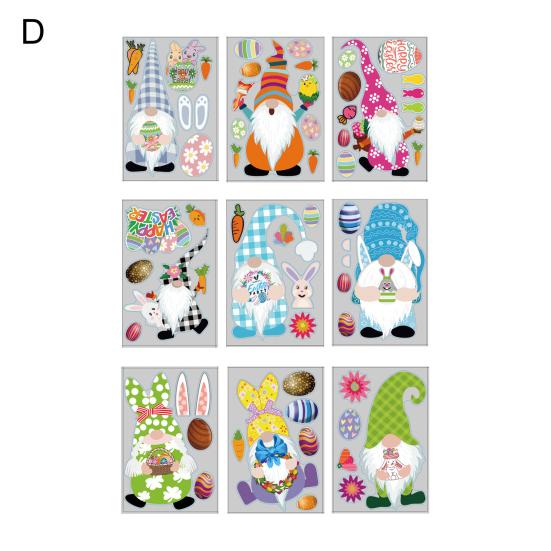 

1 комплект, наклейка на окно, креативная форма, водонепроницаемая, ПВХ, красочные пасхальные яйца кролика, электростатическая наклейка на окно D