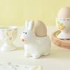 Creative Relief Mug Single Egg Holder High Temperature Ceramic Cup Cute Rabbit Flower Egg Cup