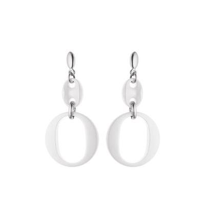 Earrings - LOVA - Large Model - Coffee Bean Pattern - White Ceramic - Strollers