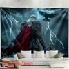 Kinematische Fantasy-Krieger-Wandteppich Sturm-Kulisse Gotischer Rabe Mittelalterliche Kunst Wandbehang 180x280cm