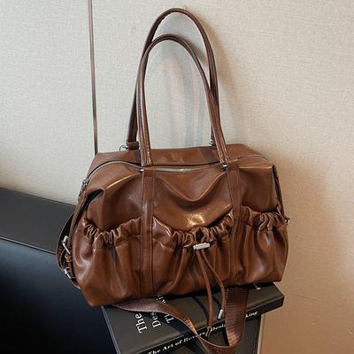 Vintage Bag Large Capacity Women's Handbag New Simple Pleated Tote Bag One Shoulder Underarm Bag