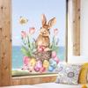 Easter Tulips, Eggs, Butterfly and Bunny Static Cling Window Stickers No Glue Removable for Bedroom Living Room Study Holiday Decor