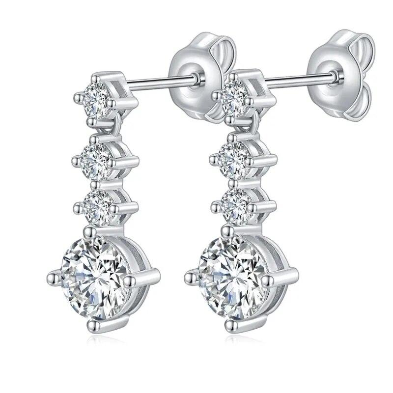 

Цвет D, 4 шт., круглые серьги-капли с муассанитом для женщин, всего 3,2 карата, с бриллиантами, подарок на помолвку, серьги из стерлингового серебра 925 пробы, подарок All 3.2ct Moissanit