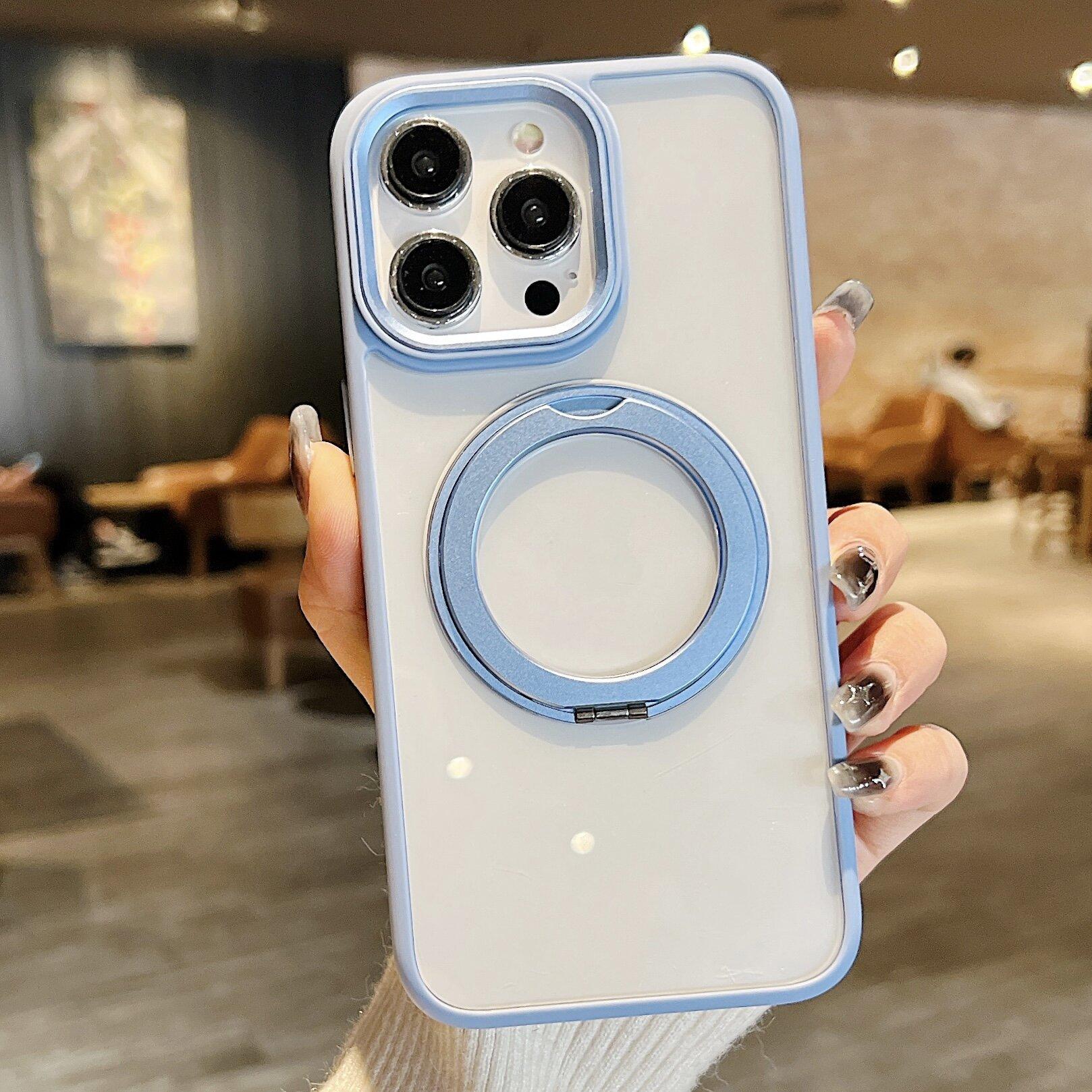 

High-transparent Acrylic Rotary Bracket Magnetic Suction Suitable for Apple 15 Mobile Phone Case Metal Lens IPhone 14 Protective Case IPhone11