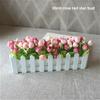 Artificial Flower Set: Wooden Fence & Small Potted Plants for Home Decoration