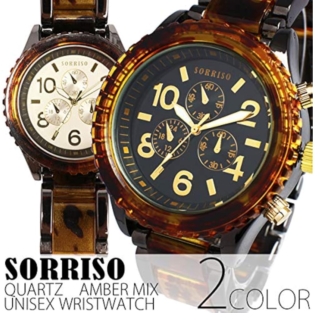 Authentic SORRISO Watch with Citizen Miyota Movement, Tortoiseshell-Colored Fake Dial, SRHI14-BLK...