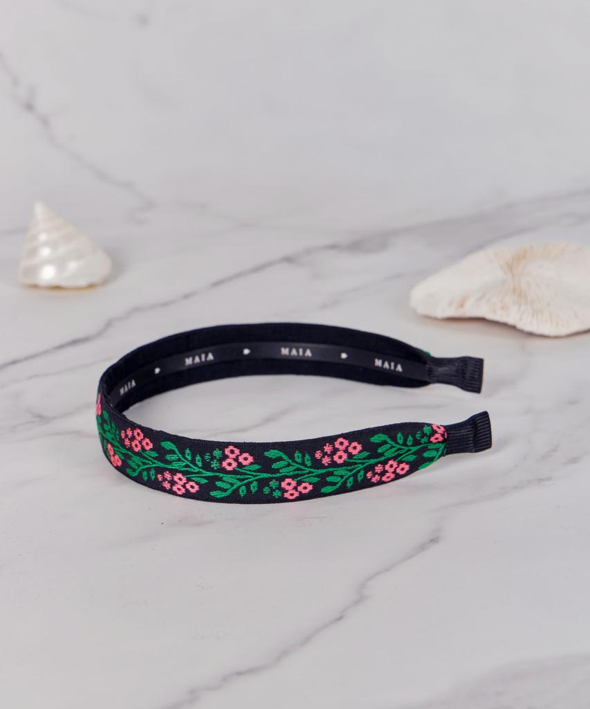 Maia Pink Vine Headband P-Green