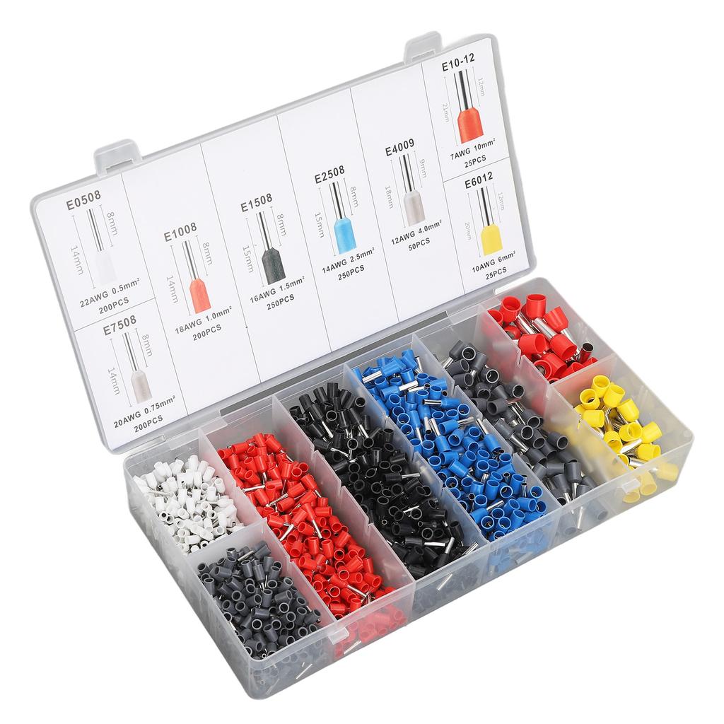 1200 Pcs Wire Crimp Terminal Assortment Kit Cold Pressed Electrical Wire Connectors for Home Automotive