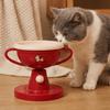 Creative Cat Trophy Bowl Ceramics Cartoon Cat Food Water Bowl Protect Cervical Spine Anti-vomiting Pet Water Feeder Container