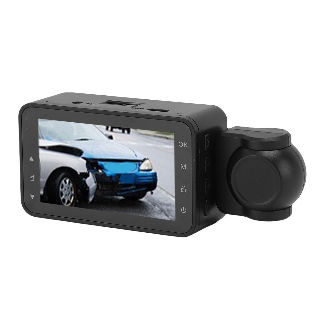 3-kanals dashbordkamera 1080P 170 graders vidvinkel APP-kontroll Foran Bak Bil DVR med 2,9 tommers skjerm 24H Parkeringsmodus