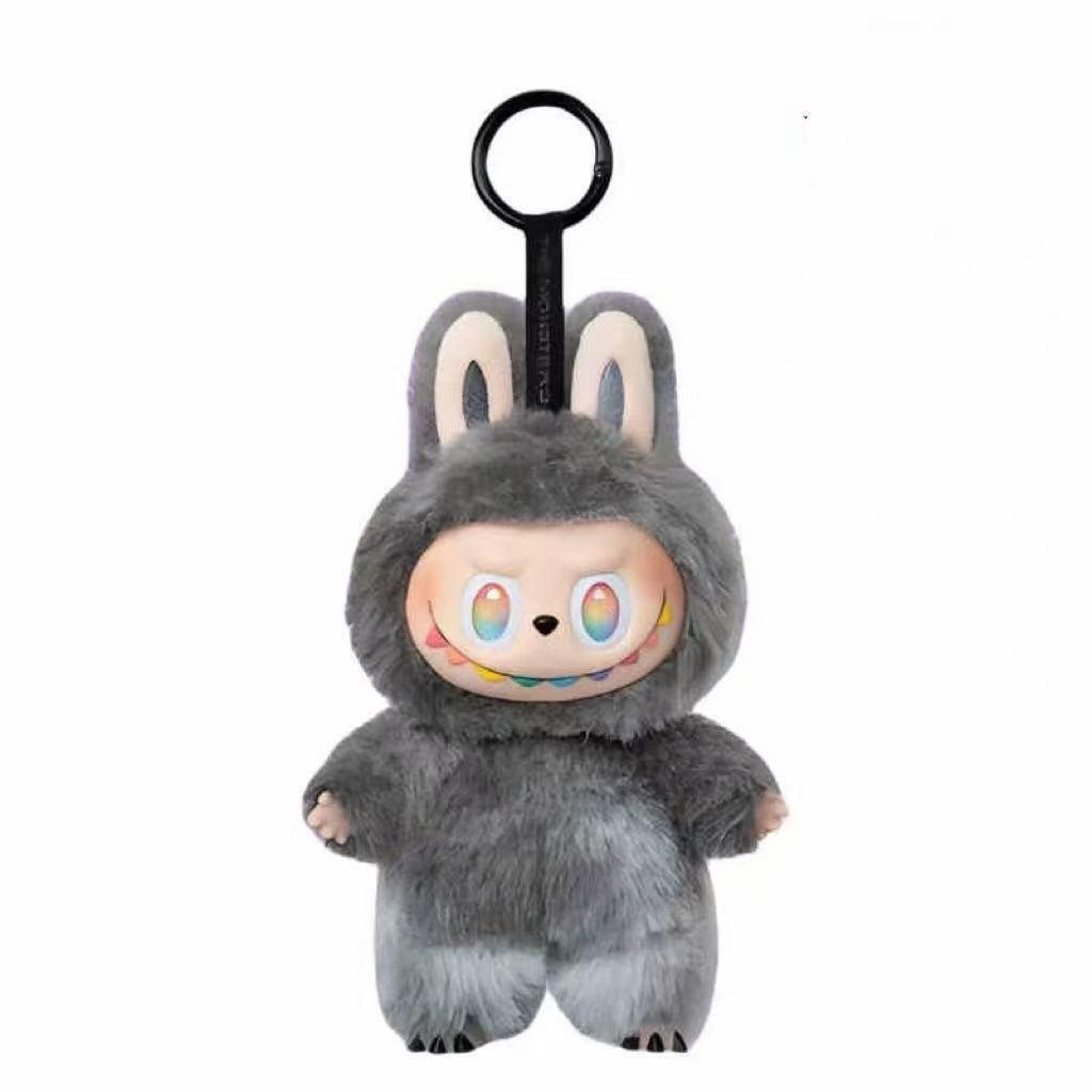 Portachiavi di Peluche Popolari Labobo Terza Generazione alla Moda Bubble Mart Morbidi in Vinile Corto Peluche Bambola Giocattolo Ciondolo Cartone Animato Carino per Zaini Borse Auto grigio
