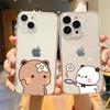 Funny Bear Couple Paired Clear Phone Case For iPhone 17 15 13 12 11 14 16 Pro Max Mini SE 7 Plus Transparent Lovers Cover Shell