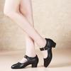Leather Mid-heel Soft-soled Red Social Dance Shoes Middle-aged and Elderly Non-slip High-heeled Dance Women's Shoes