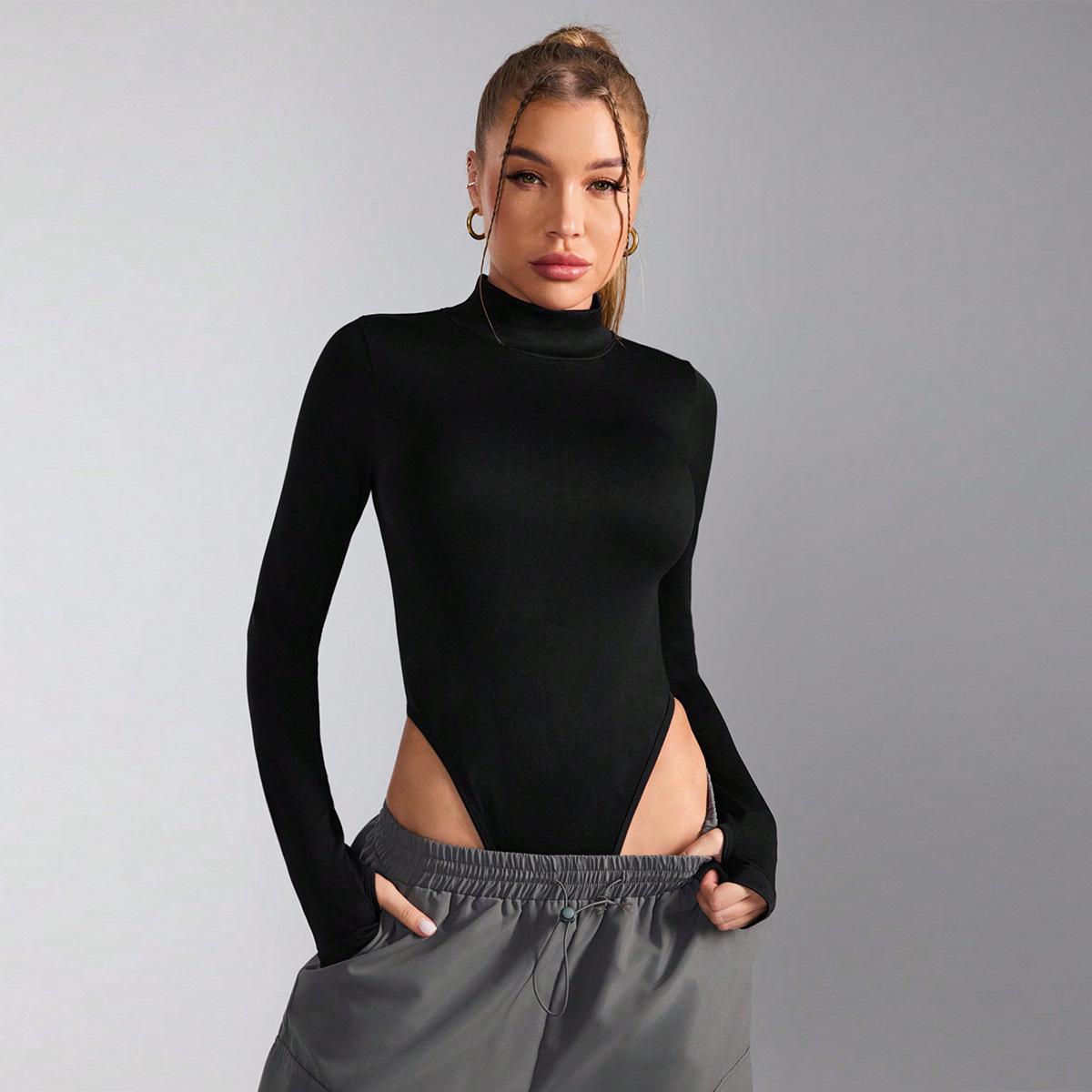 

Женский рубчатый боди для йоги и фитнеса с контролем живота Large чёрный