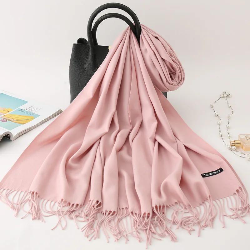 Autumn Winter Solid Imitation Cashmere Scarf for Men Women Tassel Intensification Warm Shawl Fashion Necklaces Wrap Long Scarves