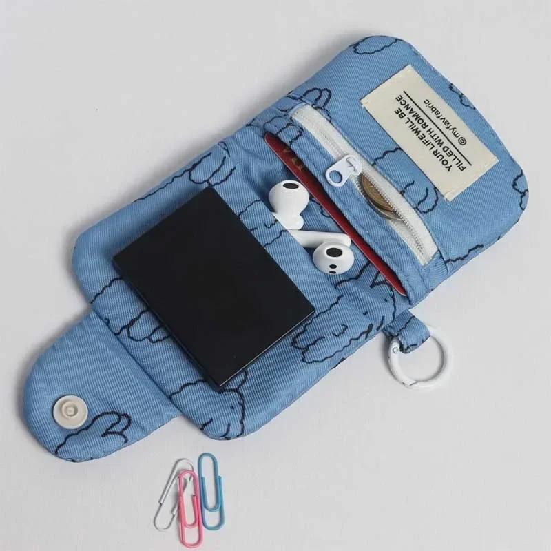 

1 шт. милый студенческий кошелек для монет, простой корейский модный кошелек с цветочным принтом, держатель для карт для девочек, портативная милая маленькая сумка для хранения