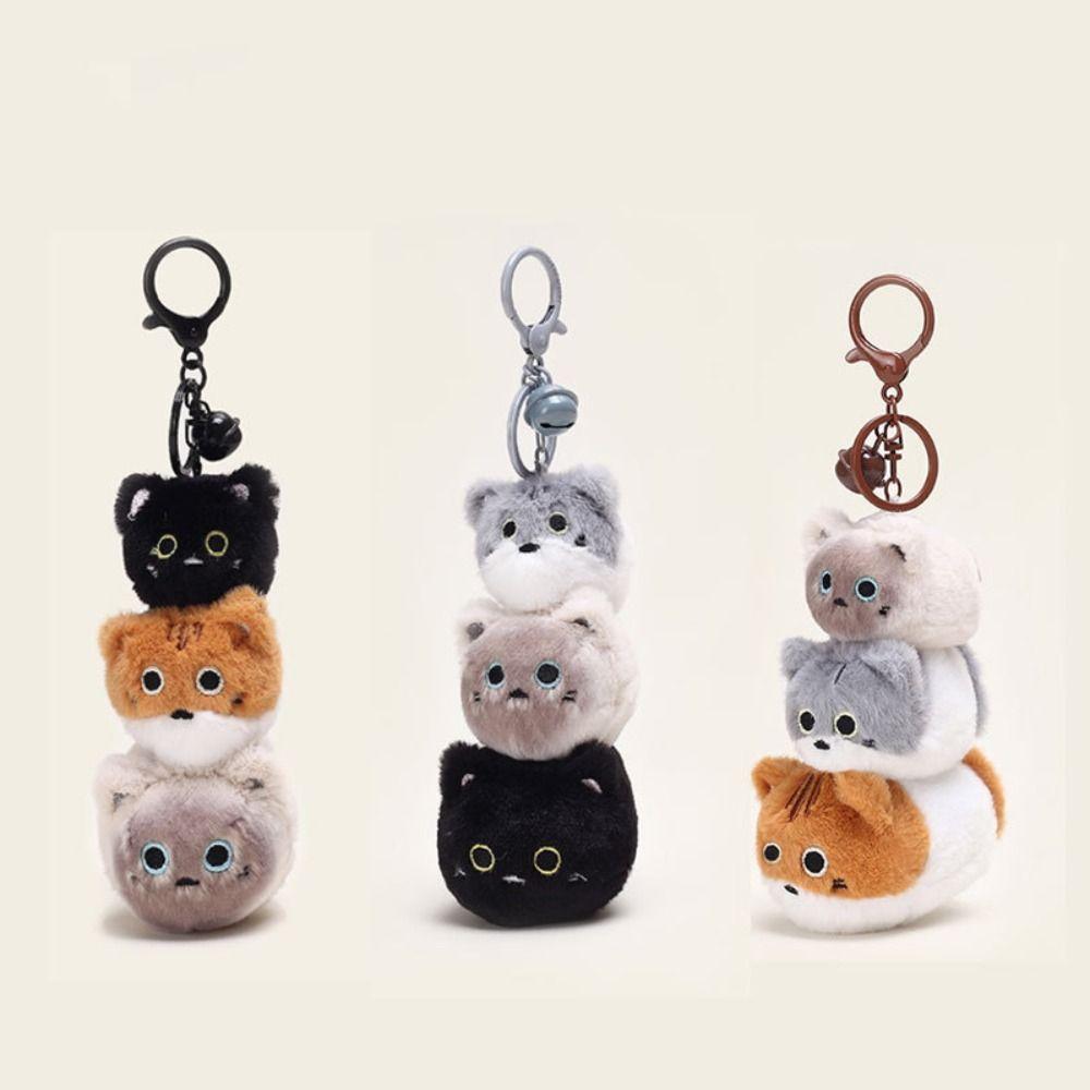Lifelike Animal Cat Keychain Fluffy Simulation Cat Plush  Key Ring  Kids Gifts