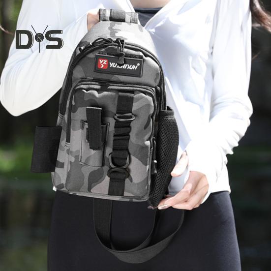 Fishing Bag with Rod Holder Waterproof Nylon Fishing Accessories Sling Bag Lightweight Outdoor Hiking Hunting Fishing Gear Single Shoulder Storage