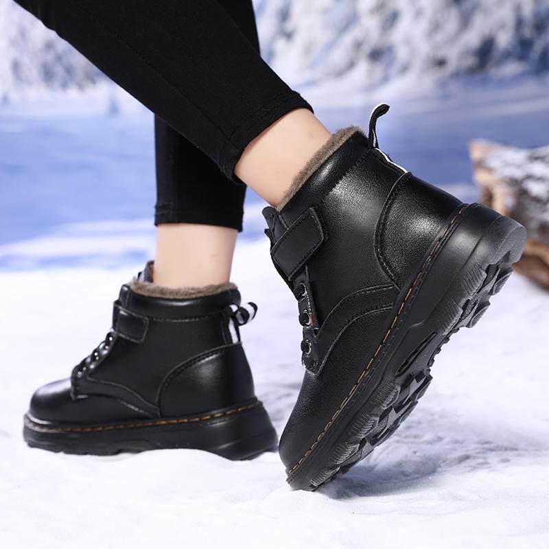 Winter Children's Plus Size Fashionable High Top with Plush Warm Cotton Shoes Snow Boots Cotton Boots 28-39