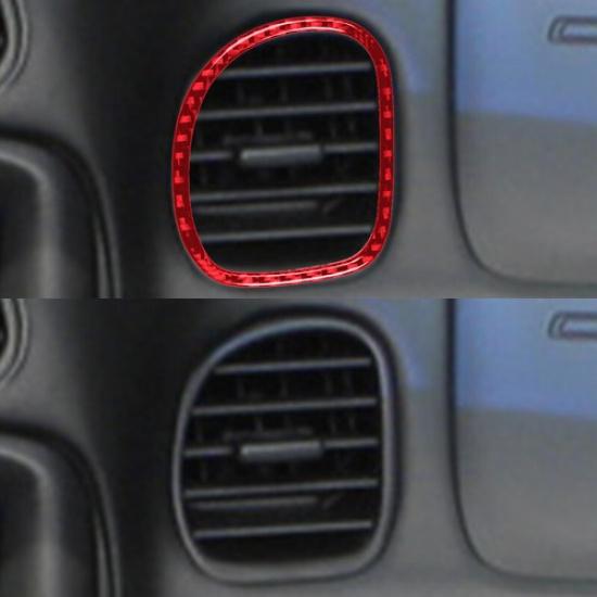 For Chevrolet Corvette C5 1998-2004 2x Red Carbon Fiber Co-Pilot Air Vent Cover