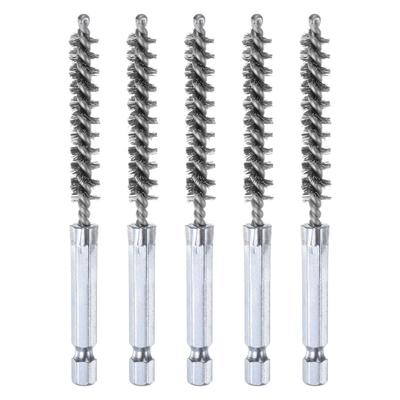 Uxcell 304 Paslanmaz Çelik Çap 8mm 10cm Saplı Bükülmüş Tel Fırçalar Altıgen için Tüp Port Rulmanlar 5'li Paket Fırçalar, Çap, Uzun, Temizleme,