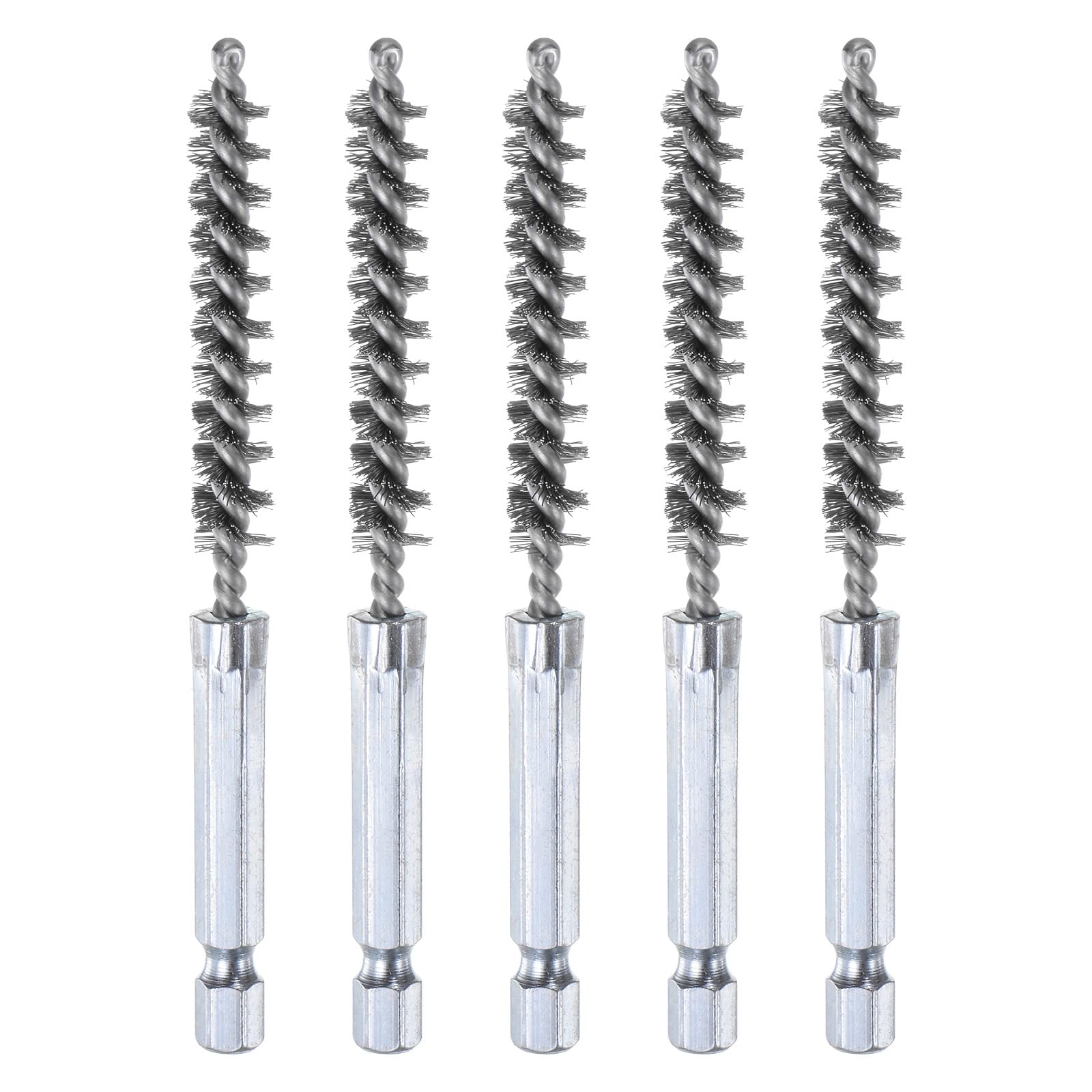 

uxcell 304 Stainless Steel Bore 8mm 10cm Twisted Wire Brushes with Handle for Hex for Tube Port Bearings 5-Pack Brushes, Diameter, Long, Cleaning,