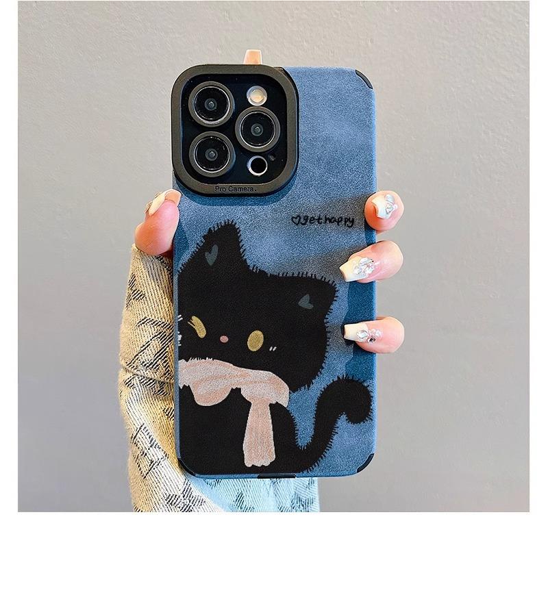 

Applicable Apple 17promax mobile phone case cute scarf black cat iphone16pro protective case apple 6/apple 6s